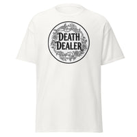 Death Dealer Roses Skeleton Hands design on unisex T-shirt, front view