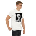 Skeleton Smoking design on unisex T-shirt, right-front view