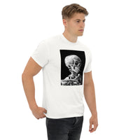 Skeleton Smoking design on unisex T-shirt, right-front view