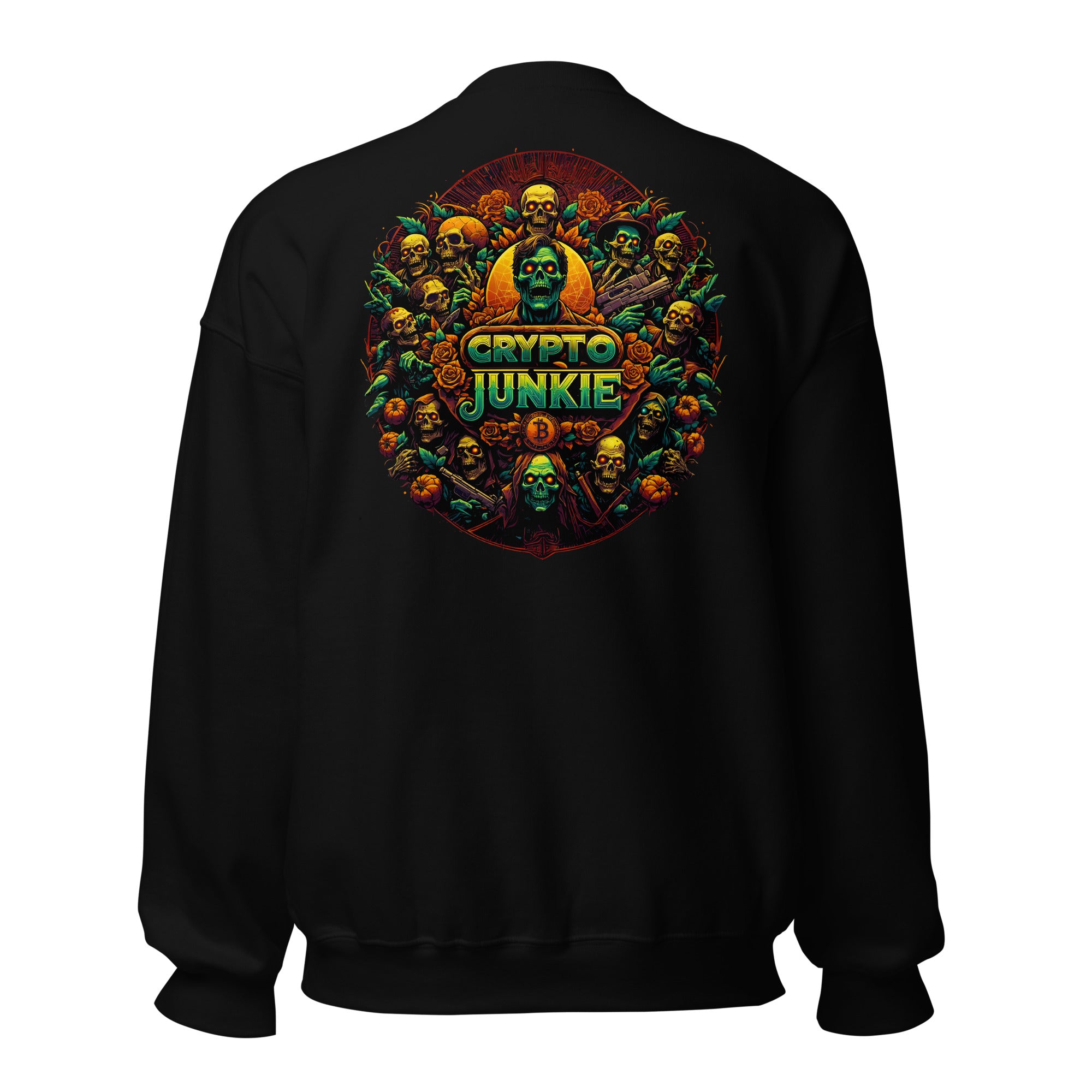 Crypto Junkie Bitcoin Selling Zombie Horde Long Sleeve Pullover Sweatshirt