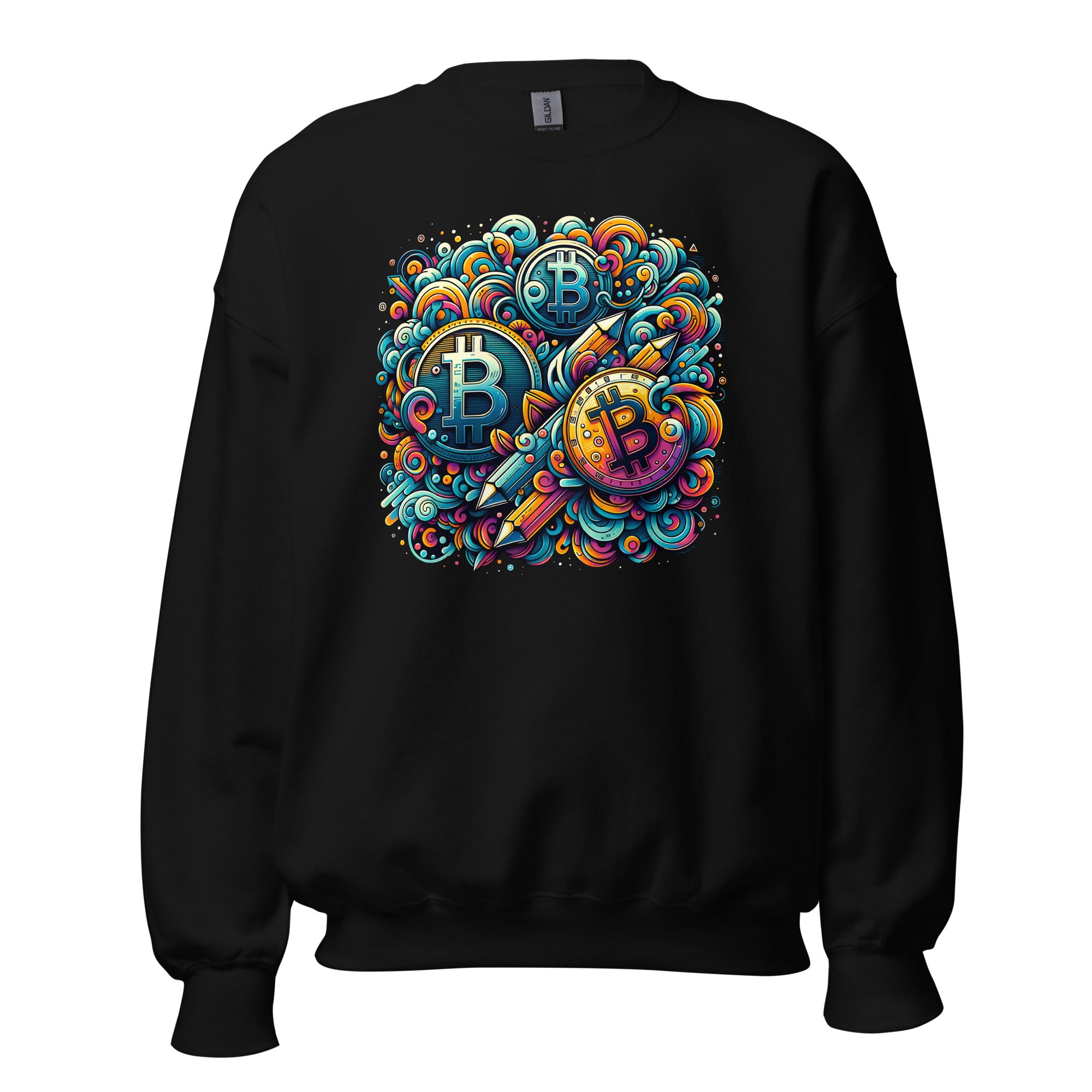 Whimsical Bitcoin Crypto Dreams Hidden Gem Long Sleeve Pullover Sweatshirt