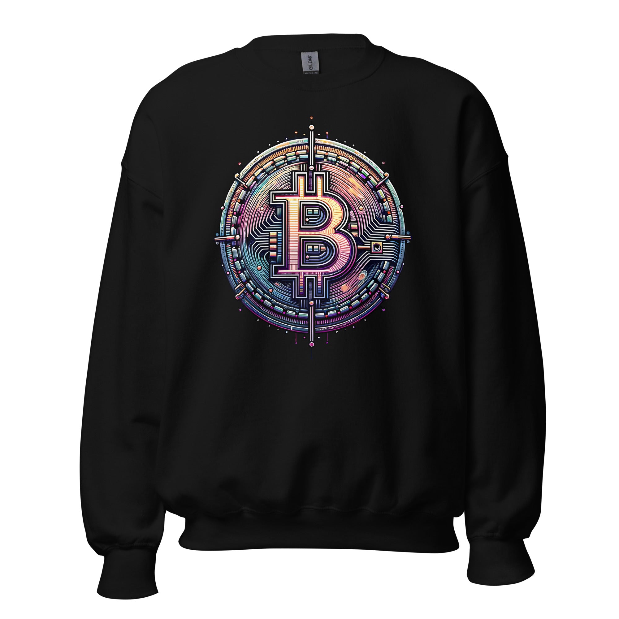 Futuristic Wired Bitcoin BTC Digital Crypto Sweatshirt Long Sleeve Pullover