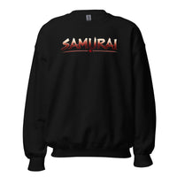 Samurai Wordmark design on unisex crewneck sweater, front view