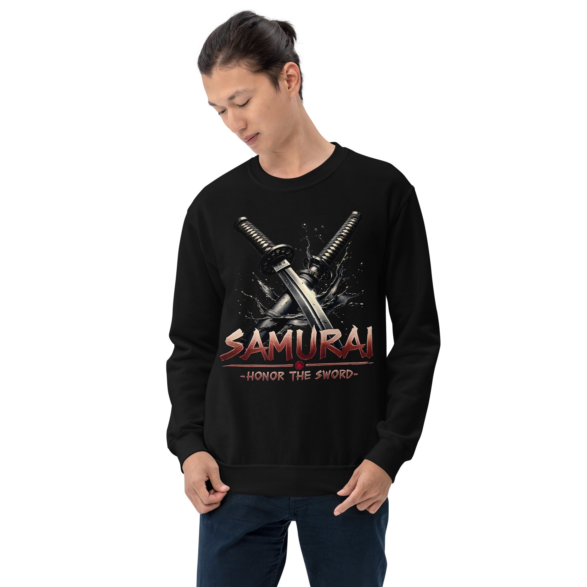 Splash Katana Swords Samurai Warrior Sweatshirt Long Sleeve Pullover Sweater