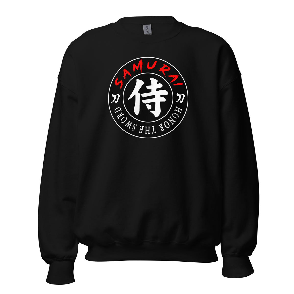 Samurai Kanji 侍 design on unisex crewneck sweater, front view