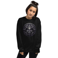 Splitting All-Seeing Eye design on unisex crewneck sweater, front view