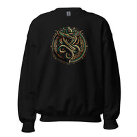 Egyptian Ouroboros Snake design on unisex crewneck sweater, front view