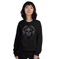 Mechanical Scarab Beetle design on unisex crewneck sweater, front view