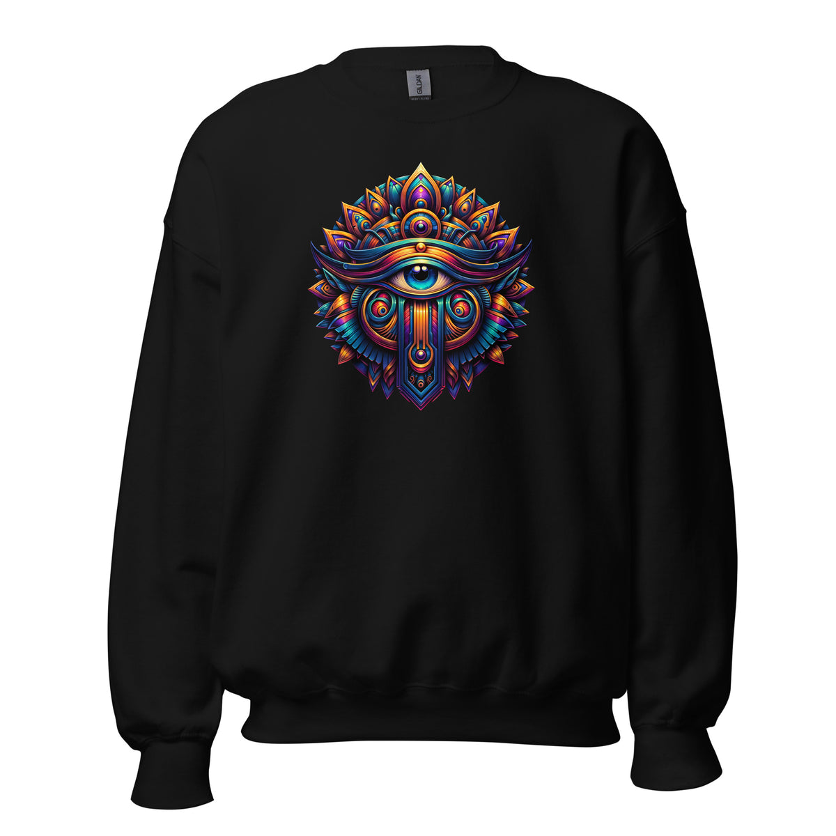 Great Eye All-Seeing Symbol design on unisex crewneck sweater, front view