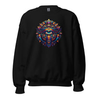 Great Eye All-Seeing Symbol design on unisex crewneck sweater, front view