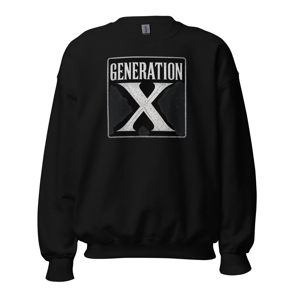 Generation X design on unisex crewneck sweater, front view