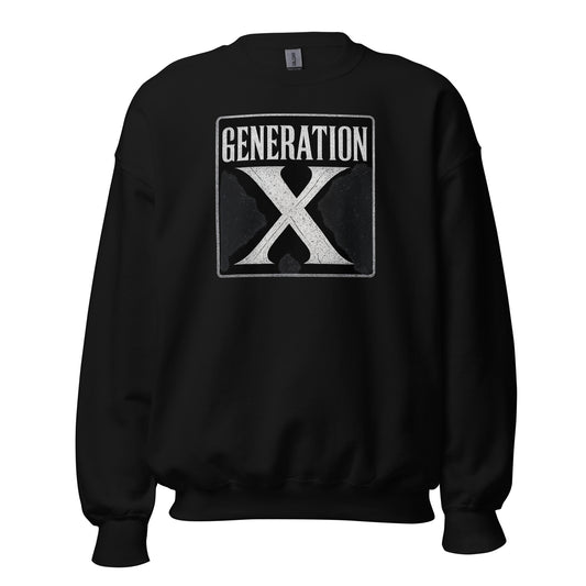 Generation X design on unisex crewneck sweater, front view