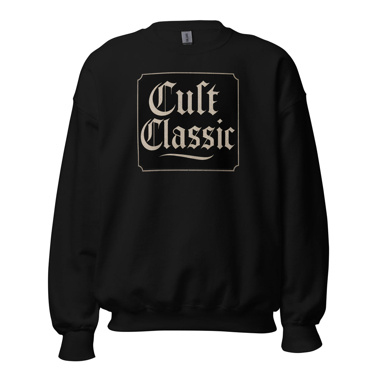 Cult Classic design on unisex crewneck sweater, front view