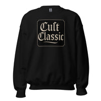 Cult Classic design on unisex crewneck sweater, front view