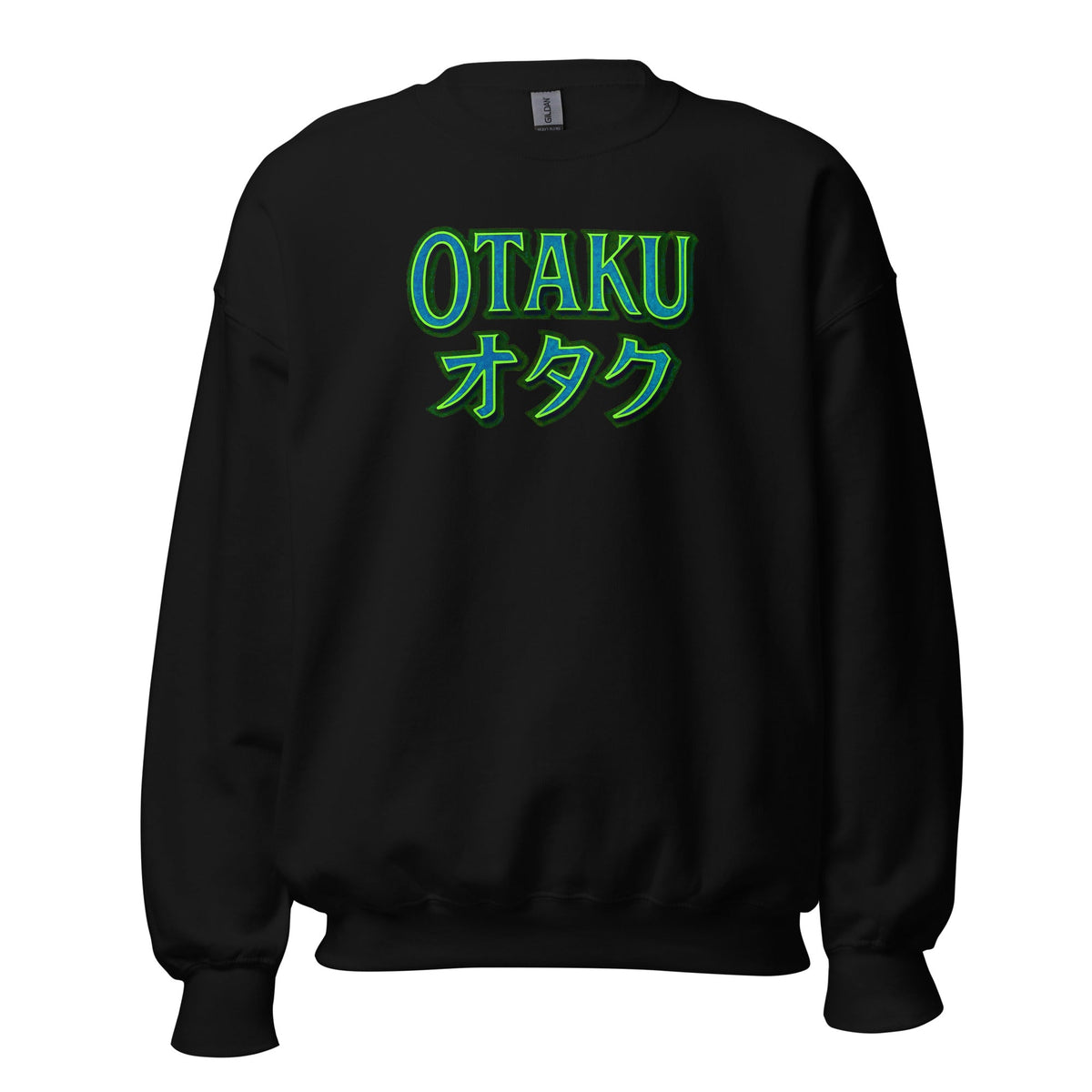 Otaku オタク design on unisex crewneck sweater, front view