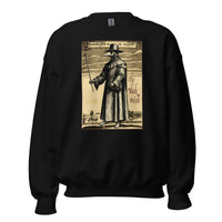 Plague Doctor 1334 design on unisex crewneck sweater, front view