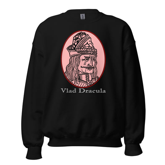 Vlad the Impaler design on unisex crewneck sweater, front view