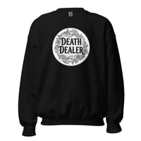Death Dealer design on unisex crewneck sweater, front view