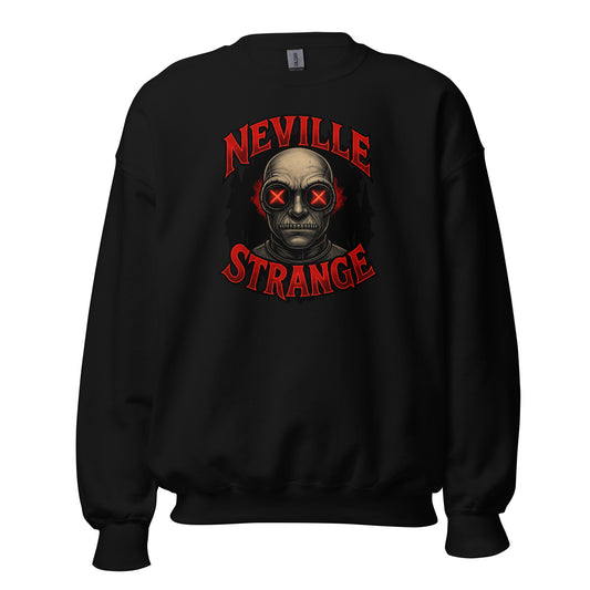 Neville Strange Future Corpses design on unisex crewneck sweater, front view