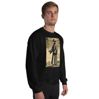 Plague Doctor 1334 design on unisex crewneck sweater, right-front view