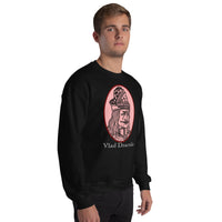 Vlad the Impaler design on unisex crewneck sweater, right-front view