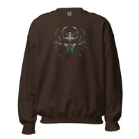 Ancient Egyptian Scarab Beetle design on unisex crewneck sweater, front view