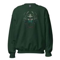 Ancient Egyptian Scarab Beetle design on unisex crewneck sweater, front view