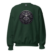 Splitting All-Seeing Eye design on unisex crewneck sweater, front view