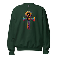 Key of Life Ankh design on unisex crewneck sweater, front view