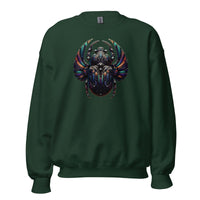 Mechanical Scarab Beetle design on unisex crewneck sweater, front view