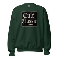 Cult Classic design on unisex crewneck sweater, front view