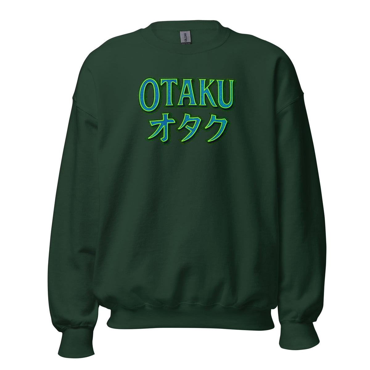 Otaku オタク design on unisex crewneck sweater, front view