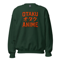 Otaku オタク Anime design on unisex crewneck sweater, front view