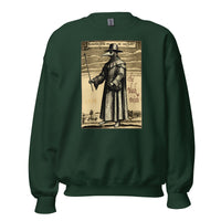 Plague Doctor 1334 design on unisex crewneck sweater, front view