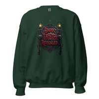 Dark Truth Revealed design on unisex crewneck sweater, front view