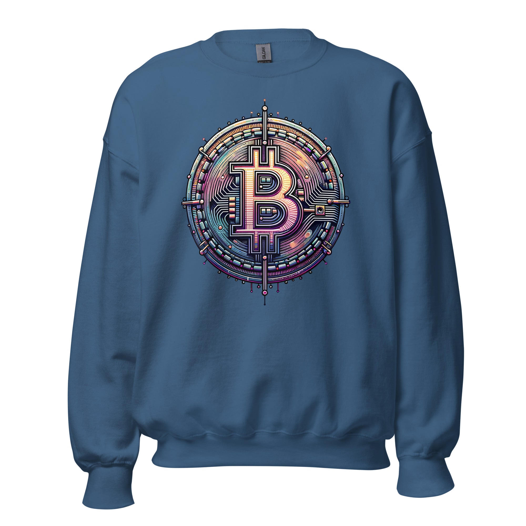 Futuristic Wired Bitcoin BTC Digital Crypto Sweatshirt Long Sleeve Pullover