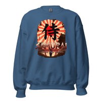 Samurai Honor 侍 design on unisex crewneck sweater, front view