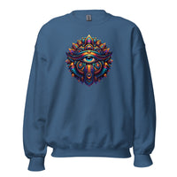 Great Eye All-Seeing Symbol design on unisex crewneck sweater, front view