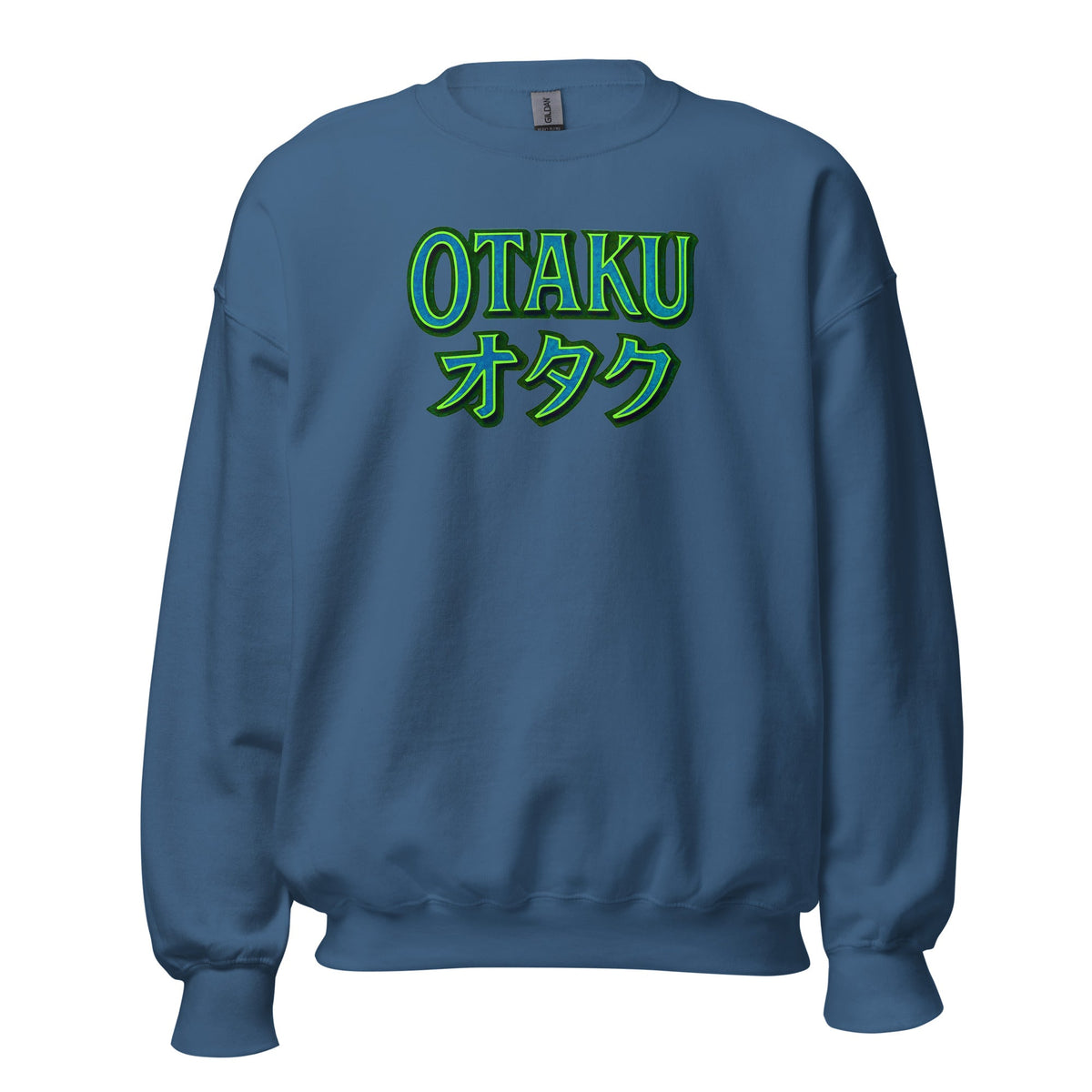 Otaku オタク design on unisex crewneck sweater, front view