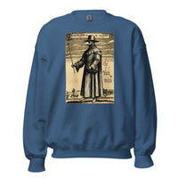 Plague Doctor 1334 design on unisex crewneck sweater, front view