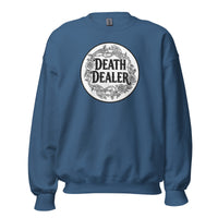 Death Dealer design on unisex crewneck sweater, front view