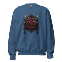 Dark Truth Revealed design on unisex crewneck sweater, front view