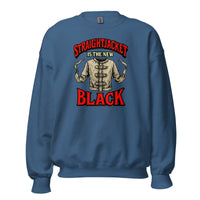 Straightjacket Is the New Black design on unisex crewneck sweater, front view