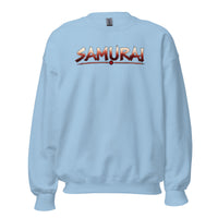 Samurai Wordmark design on unisex crewneck sweater, front view