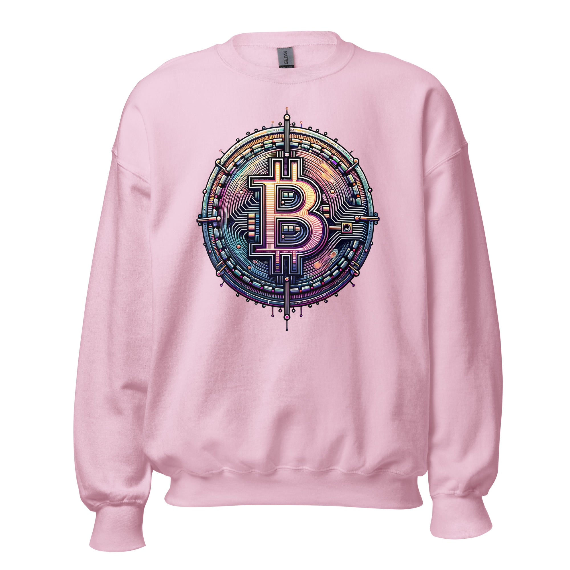 Futuristic Wired Bitcoin BTC Digital Crypto Sweatshirt Long Sleeve Pullover