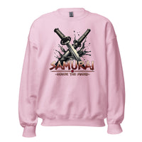 Splash Katana Swords design on unisex crewneck sweater, front view