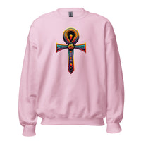 Key of Life Ankh design on unisex crewneck sweater, front view