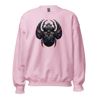 Mechanical Scarab Beetle design on unisex crewneck sweater, front view