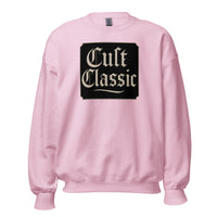 Cult Classic design on unisex crewneck sweater, front view