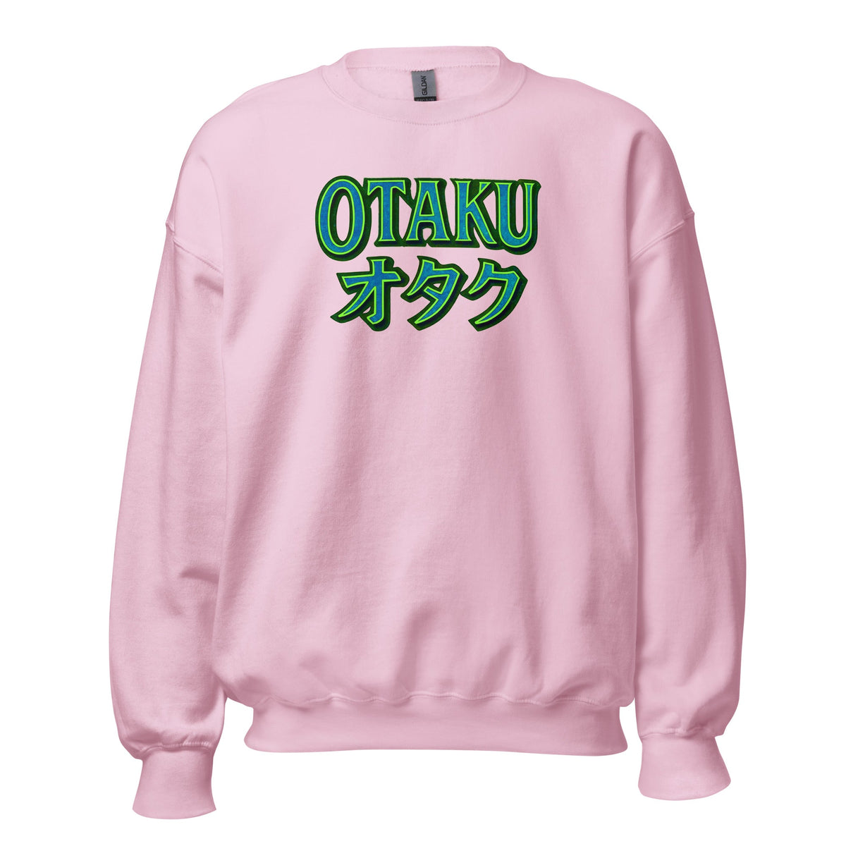 Otaku オタク design on unisex crewneck sweater, front view